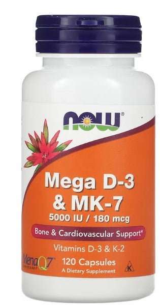 NOW Foods, Mega D-3 & MK-7, 120 Capsules