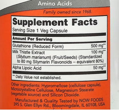 NOW Foods, Glutathione, 500 mg, 30 Veg Capsules