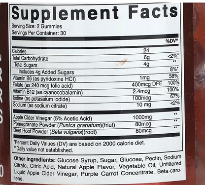 Vitamatic, Vegan Apple Cider Vinegar, Natural Apple, 1,000 mg, 60 Gummies (500 mg per Gummy)