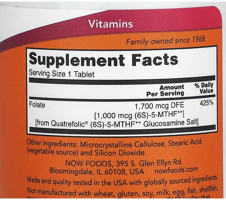 NOW Foods, Methyl Folate, 1,000 mcg, 90 Tablets