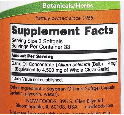 NOW Foods, Garlic Oil, 1,500 mg, 100 Softgels