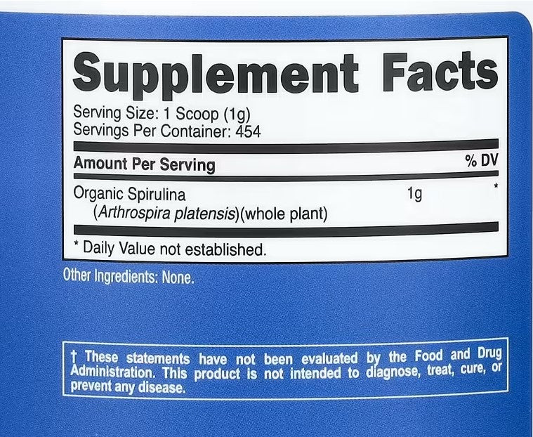 Nutricost, Organic Spirulina, Unflavored, 16.2 oz (454 g)