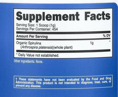 Nutricost, Organic Spirulina, Unflavored, 16.2 oz (454 g)