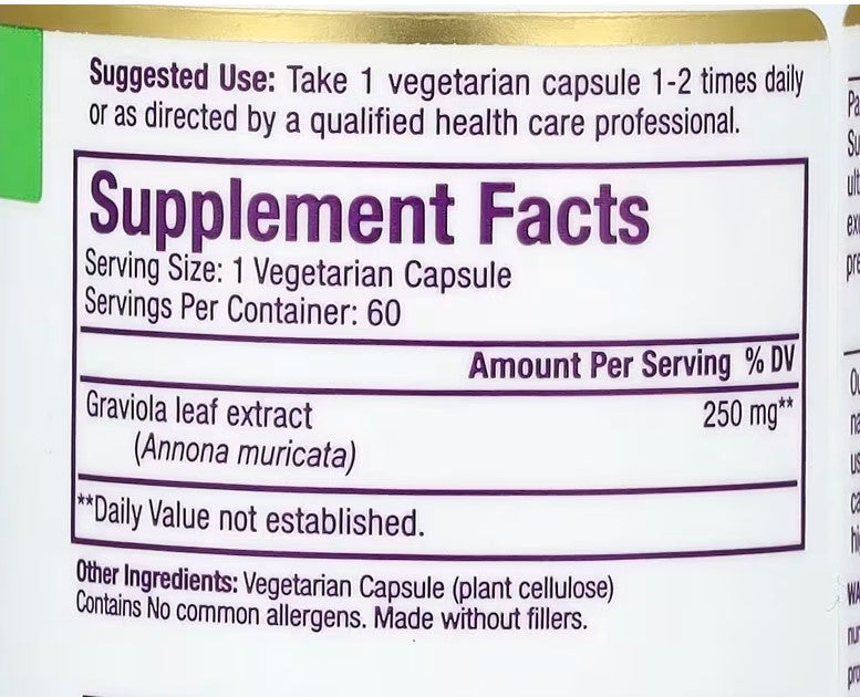 Paradise Herbs, Graviola Extract, 250 mg, 60 Vegetarian Capsules