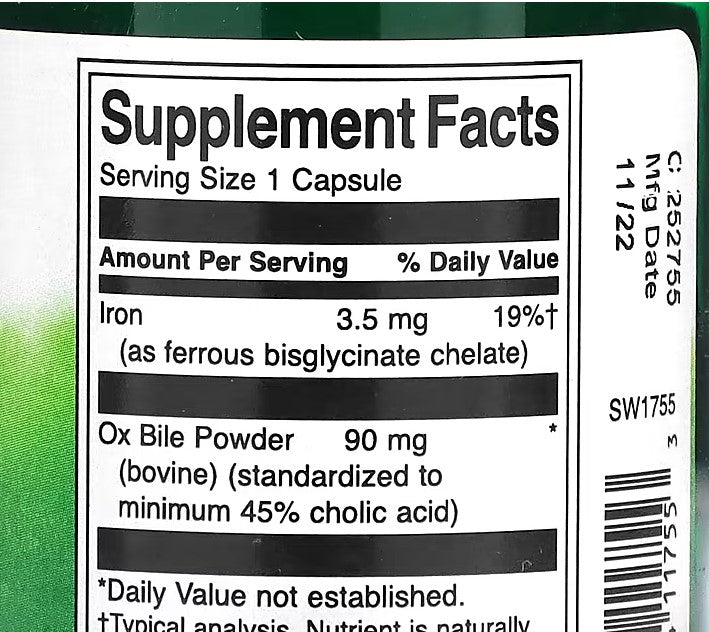 Swanson, Ox Bile, 90 mg, 60 Capsules