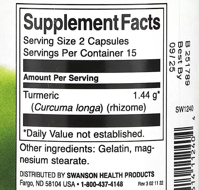 Swanson, Full Spectrum Turmeric, 720 mg, 30 Capsules