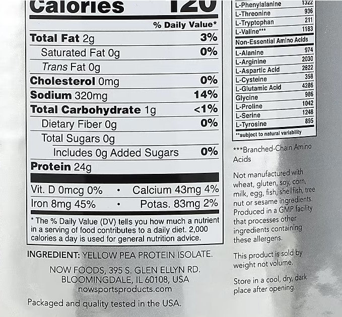NOW Foods, Sports, Pea Protein, Pure Unflavored, 2 lbs (907 g) 