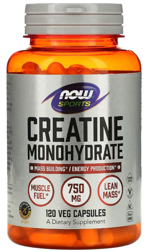 NOW Foods, Sports, Creatine Monohydrate, 4,500 mg, 120 كبسولة نباتية (750 ملغ لكل كبسولة) 