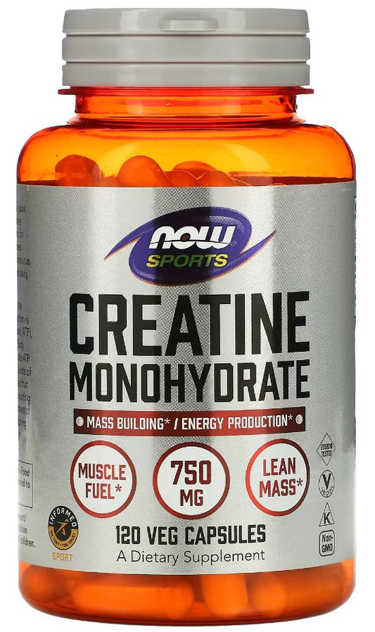 NOW Foods, Sports, Creatine Monohydrate, 4,500 mg, 120 كبسولة نباتية (750 ملغ لكل كبسولة) 