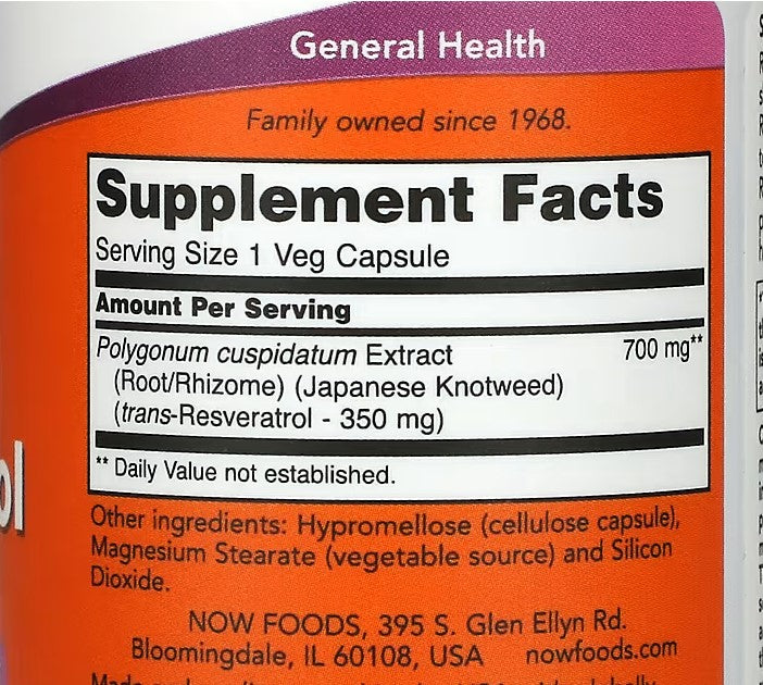 NOW Foods, Extra Strength Resveratrol, 350 mg, 60 Veg Capsules