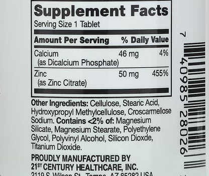 21st Century, Zinc Citrate, 50 mg, 60 Tablets