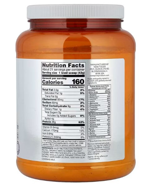 NOW Foods, Sports, Whey Protein Powder, Matcha, 2 lbs (907 g)