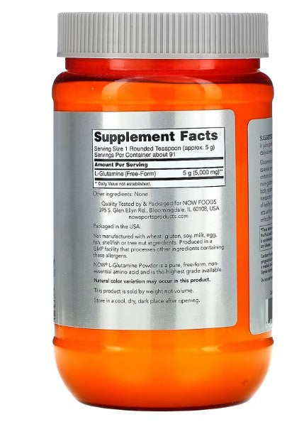 NOW Foods, Sports, L-Glutamine Powder, 1 lbs (454 g)