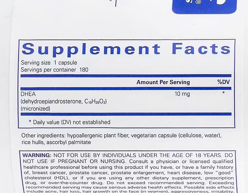Pure Encapsulations, DHEA, 10 mg, 180 Capsules