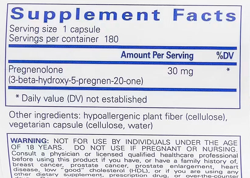 Pure Encapsulations, Pregnenolone, 30 mg, 180 Capsules