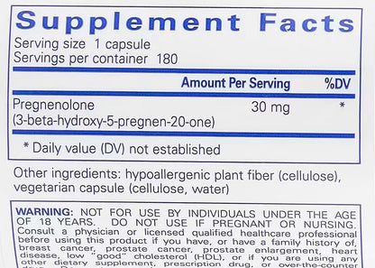 Pure Encapsulations, Pregnenolone, 30 mg, 180 Capsules