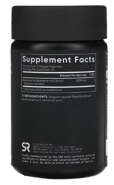 Sports Research, Berberine, 60 Veggie Capsules (500 mg per Capsule)