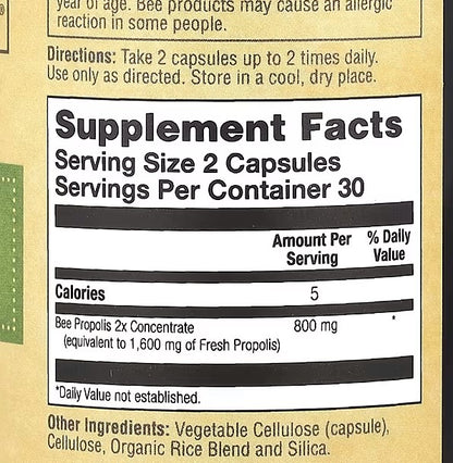 Zand, Bee Propolis, 2x Potency, 60 Capsules (400 mg per Capsule)