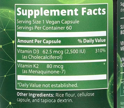 MRM Nutrition, Vegan Vitamin D3 & K2, 60 Vegan Capsules