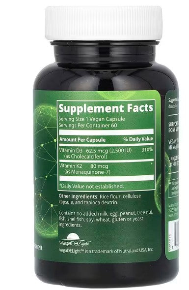 MRM Nutrition, Vegan Vitamin D3 & K2, 60 Vegan Capsules