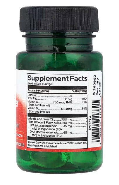 Swanson, Cod Liver Oil, Double Strength, 30 Softgels