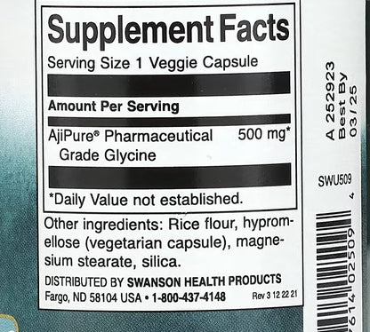 Swanson, Glycine, 500 mg, 60 Veggie Caps