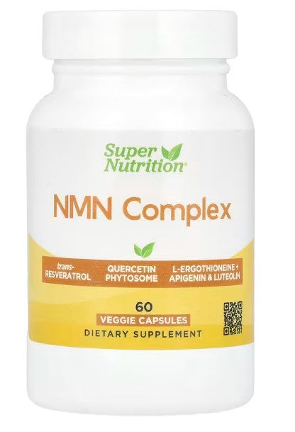Super Nutrition, NMN Complex with trans-Resveratrol, Quercetin Phytosome Complex, Apigenin, and Luteolin, 60 Veggie Capsules