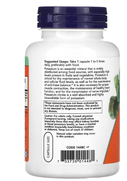NOW Foods, Potassium Citrate, 99 mg, 180 Veg Capsules