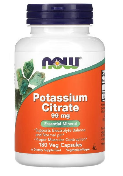 NOW Foods, Potassium Citrate, 99 mg, 180 Veg Capsules