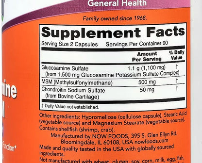 NOW Foods, Glucosamine & MSM, 180 Capsules
