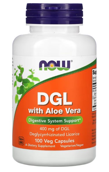 NOW Foods, DGL with Aloe Vera, 400 mg, 100 Veg Capsules
