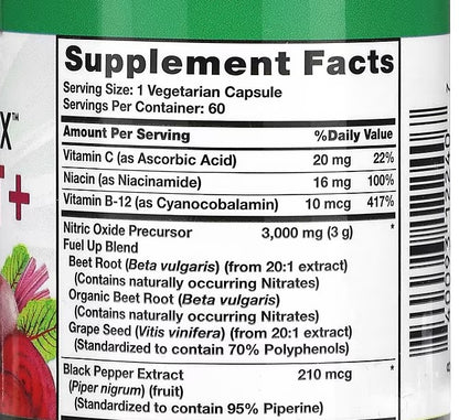 Nature's Truth, Nitric Oxide, Beet Root+ with Nitrates, 60 Vegetarian Capsules