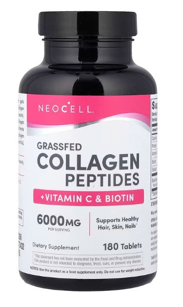NeoCell, Grassfed Collagen Peptides + Vitamin C & Biotin, 180 Tablets