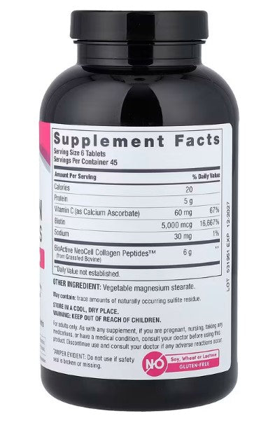 NeoCell, Grassfed Collagen Peptides + Vitamin C & Biotin, 270 Tablets