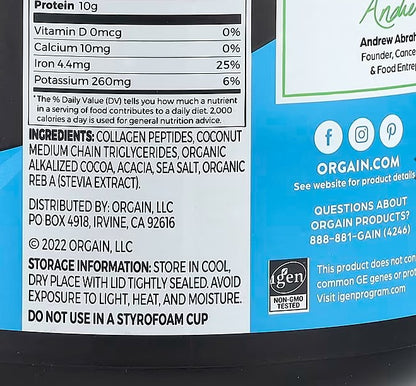 Orgain, Keto Collagen Powder, Chocolate, 14.1 oz (400 g)