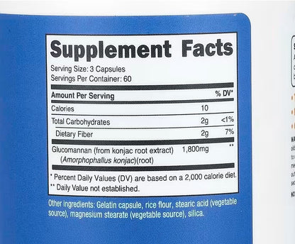 Nutricost, Glucomannan Konjac Root Extract, 180 Capsules (600 mg per Capsule)