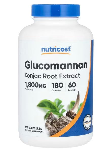 Nutricost, Glucomannan Konjac Root Extract, 180 Capsules (600 mg per Capsule)
