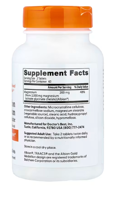 Doctor's Best, High Absorption Magnesium, 120 Tablets (100 mg per Tablet)