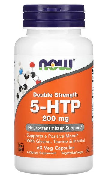 NOW Foods, 5-HTP, Double Strength, 200 mg, 60 Veg Capsules