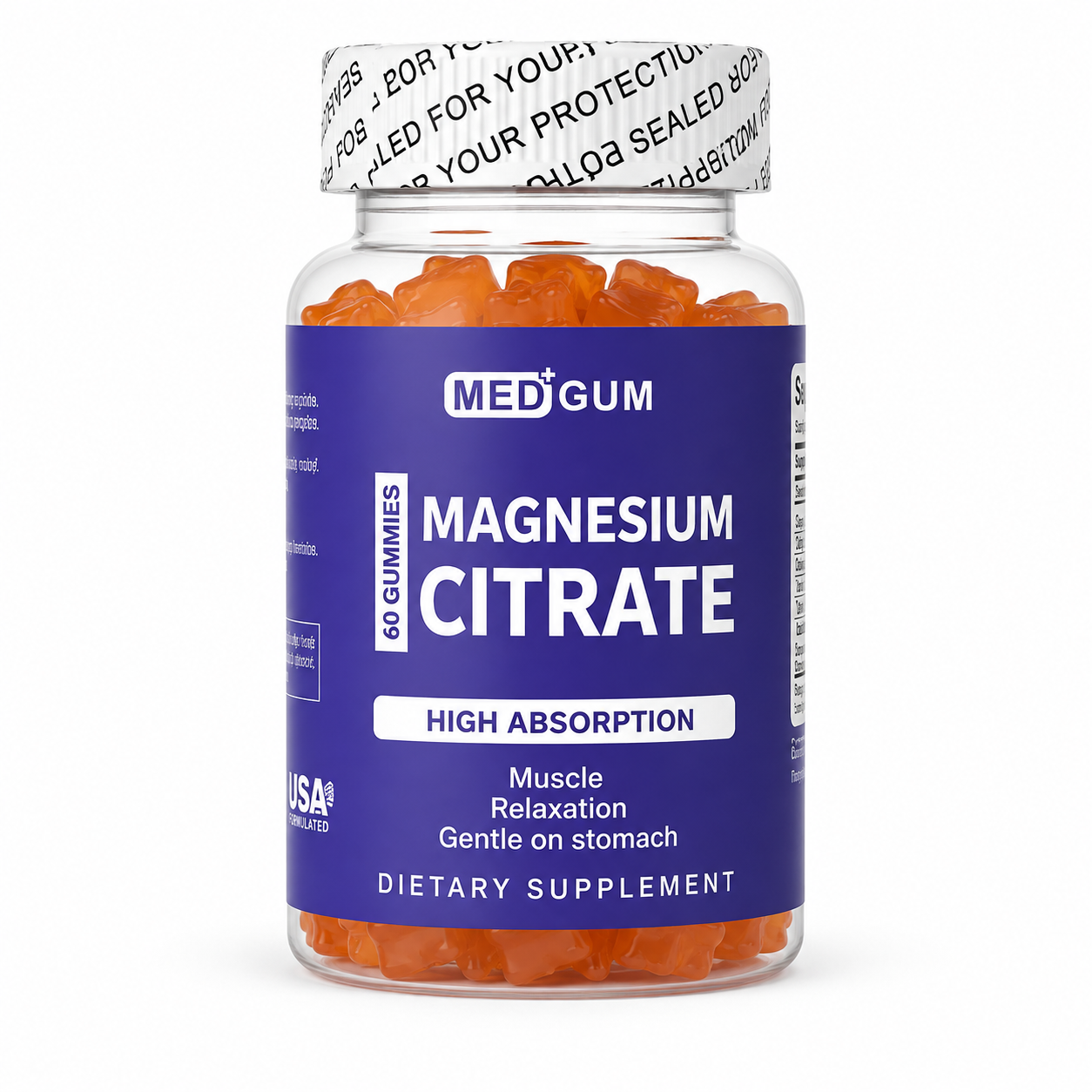 MEDGUM Magnesium Citrate Gummies pack, 420 mg magnesium per serving, 60 gummies