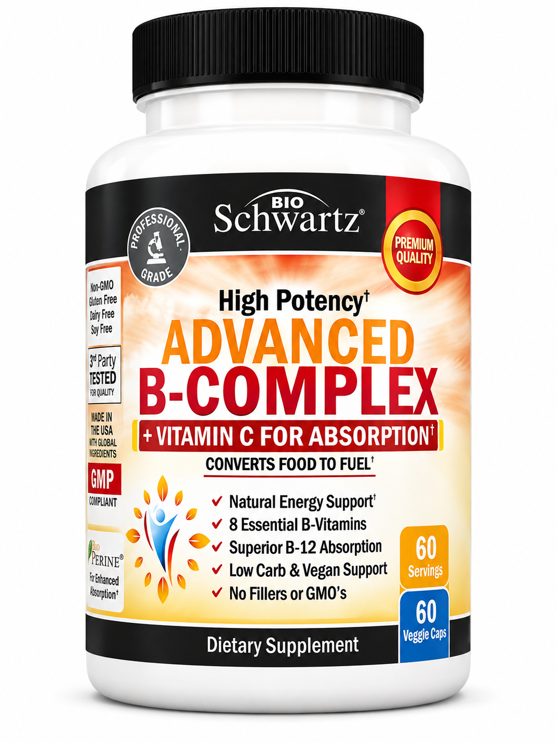 Advanced B-Complex + Vitamin C, BioSchwartz,60 Veggie Caps-bcomplex b complex