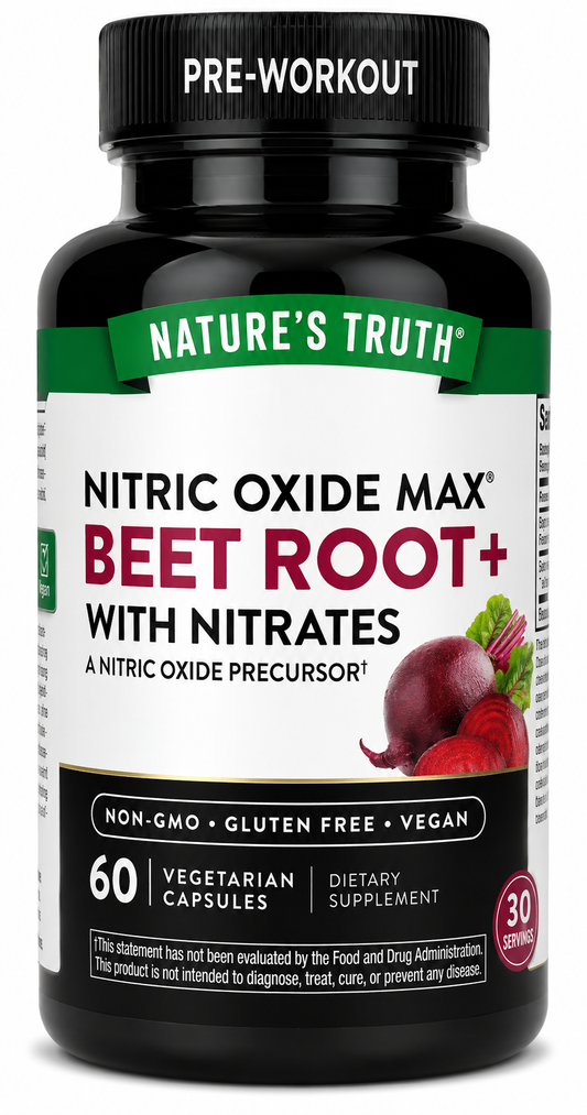 Nature's Truth, Nitric Oxide, Beet Root+ with Nitrates, 60 Vegetarian Capsules,beetroot