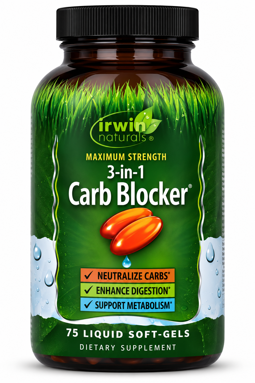Irwin Naturals, 3-In-1 Carb Blocker®, Maximum Strength, 75 Liquid Soft-Gels