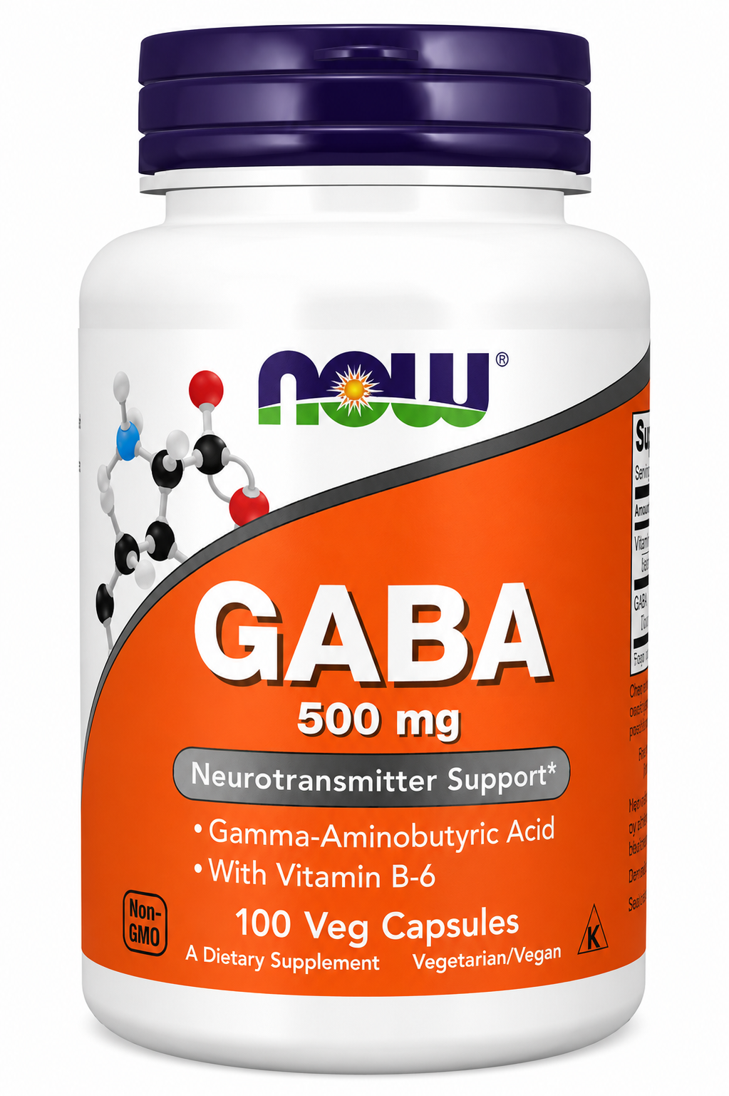 NOW Foods غابا مع فيتامين B-6، 500 ملغ، 100 كبسولة نباتية