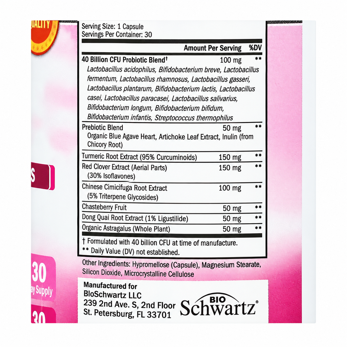BioSchwartz, Menopause Probiotics For Women, 30 Capsules