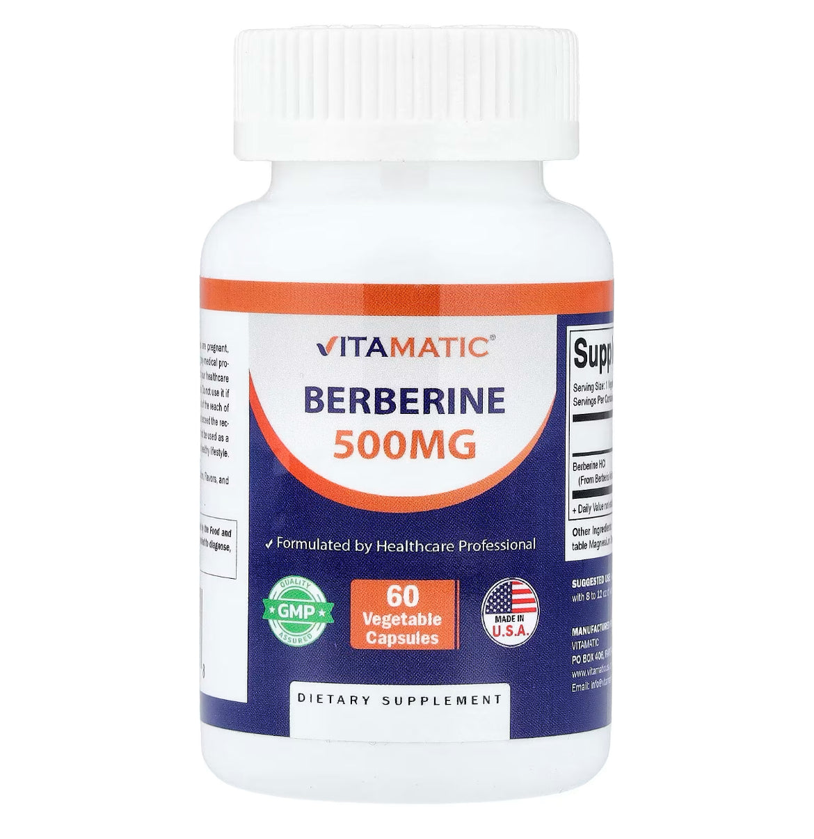 Vitamatic, Berberine, 500 mg, 60 Vegetable Capsules