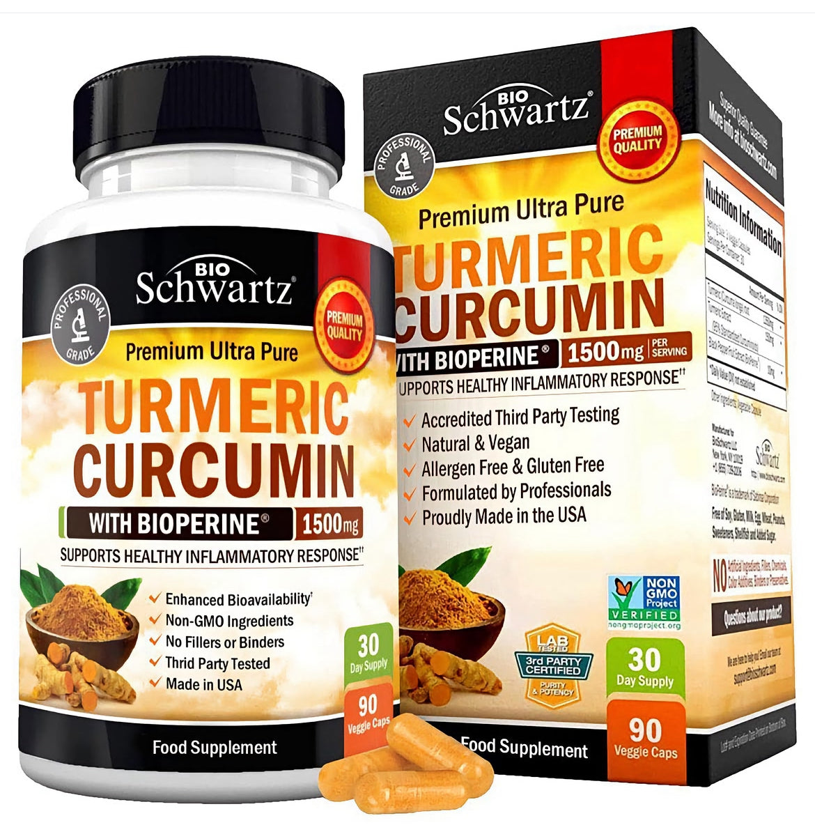 BioSchwartz, Ultra Premium Turmeric Curcumin with Bioperine®, 90 Veggie Caps
