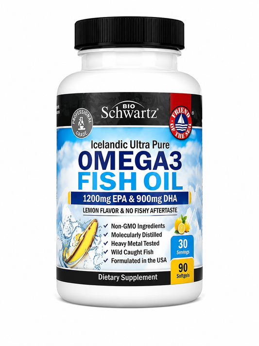 Premium Omega-3 Fish Oil 🐟🍋, 1200mg EPA + 900mg DHA,90 softgels,omega3