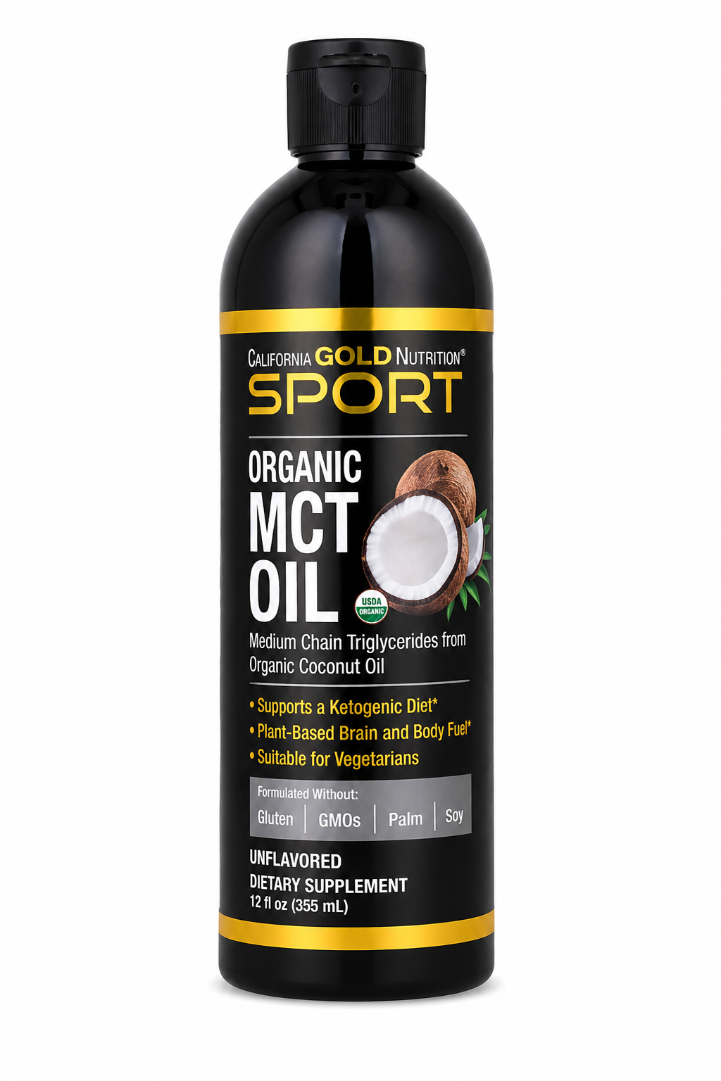 California Gold Nutrition, رياضي, زيت MCT عضوي, بدون نكهة, 12 أونصة سائلة (355 مل)
