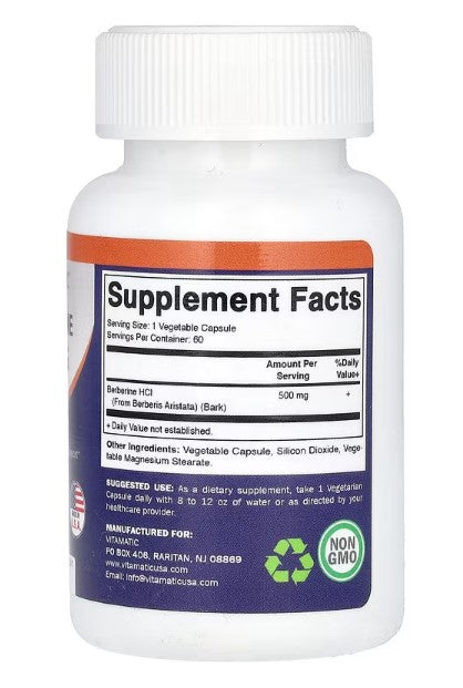 Vitamatic, Berberine, 500 mg, 60 Vegetable Capsules